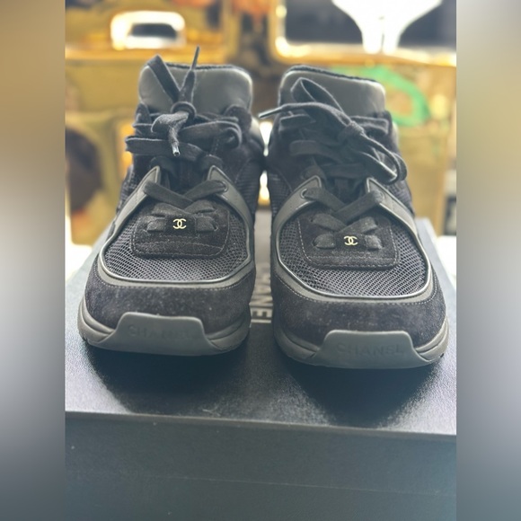 USED WOMEN CHANEL TRAINERS SUEDE - BLACK - Picture 5 of 9